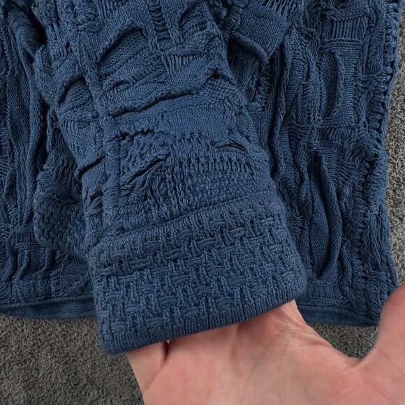COOGI Blues Authentic Women Sweater Knit Pullover Blue Medium Cotton Henley - Picture 15 of 16